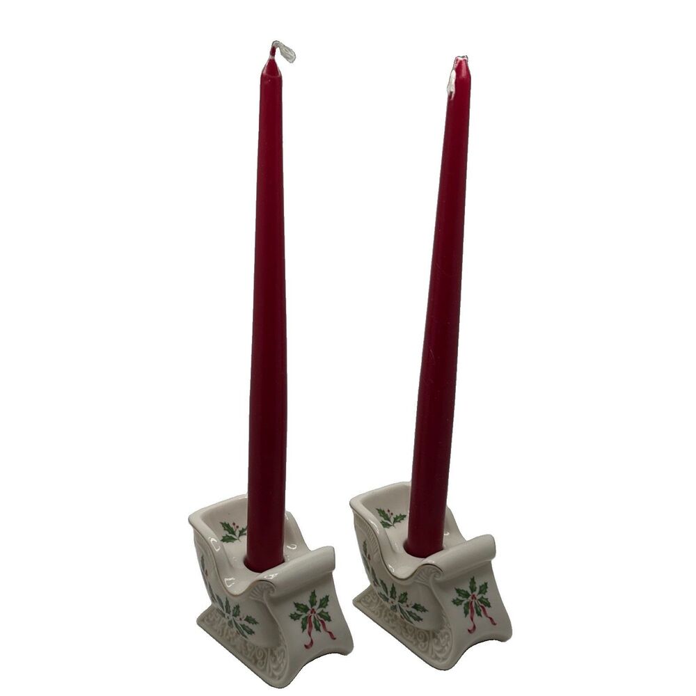 Lenox Holiday Sleigh Porcelain taper candle holder